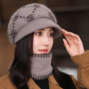 2023新款妈妈帽子女士加厚针织毛线帽保暖韩版鸭舌帽中老年人冬帽