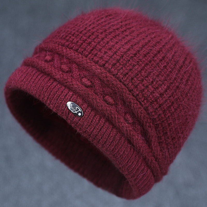 冬季老年人老太太保暖毛线帽中老年妈妈老人帽子女奶奶防寒套头帽