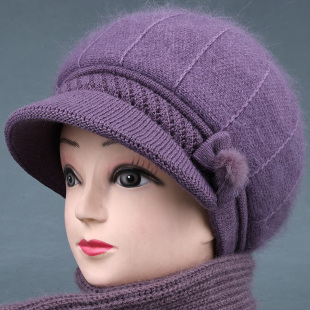中老年人帽子女秋冬天妈妈针织毛线帽奶奶加绒厚保暖老人防寒棉帽