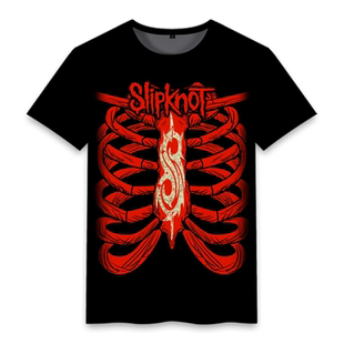 朋克摇滚乐Slipknot活结乐队印花图案短袖大童休闲T恤男款衣服夏