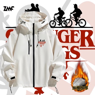 Stranger Things怪奇物语魔王美剧联名冲锋衣外套夹克加棉加厚冬