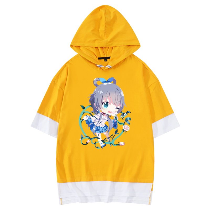 洛天依乐正绫二次元动漫衣服男女夏季潮流宽松大码连帽衫短袖T恤