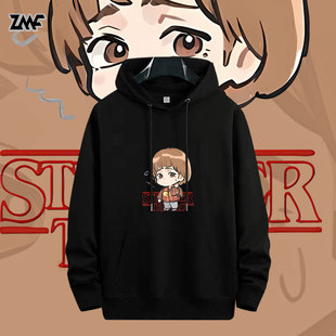 怪奇物语5美剧Stranger Things魔王加绒套头连帽卫衣秋冬男女衣服