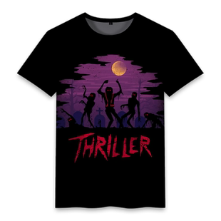 MJ迈克尔杰克逊纪念联名印花图案舒适潮流短袖大童休闲T恤男款夏