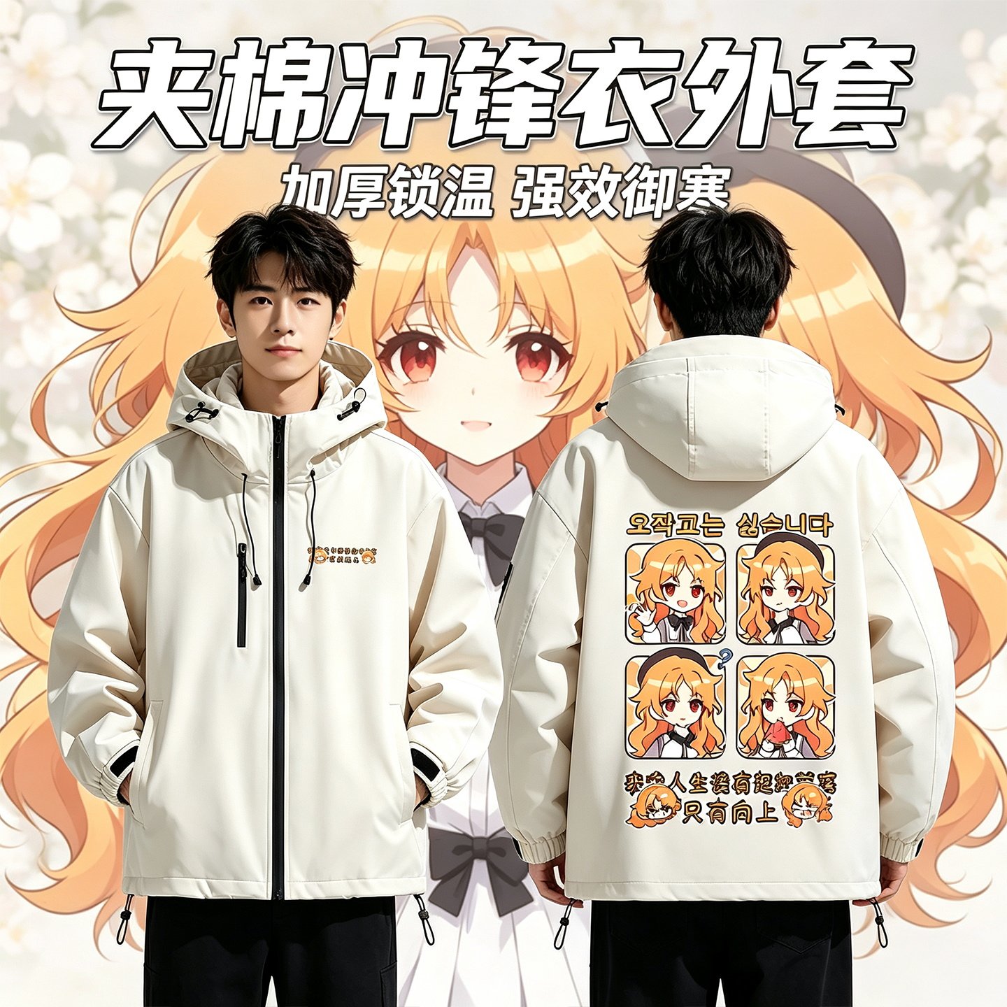 连帽秋冬新款宽松防风冲锋衣