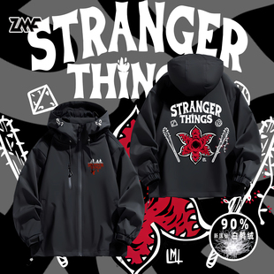 魔王Stranger Things怪奇物语美剧联名冲锋衣羽绒服夹克外套鸭绒