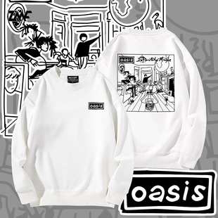 绿洲乐队Oasis摇滚音乐涂鸦周边宽松男女衣服秋冬圆领长袖卫衣服