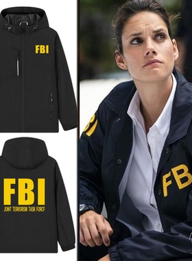FBI美国联邦调查局情报特工电影同款夹克外套男冬款连帽冲锋衣服