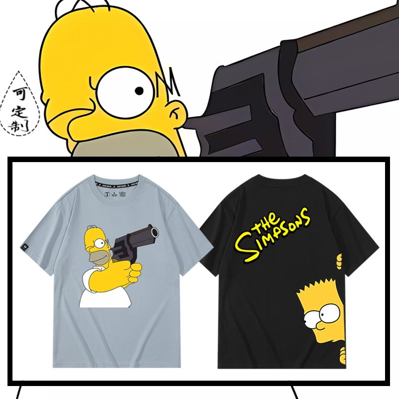 动漫卡通辛普森一家The Simpsons巴特男女宽松短袖T恤夏季衣服