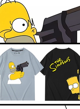 动漫卡通辛普森一家The Simpsons巴特男女宽松短袖T恤夏季衣服