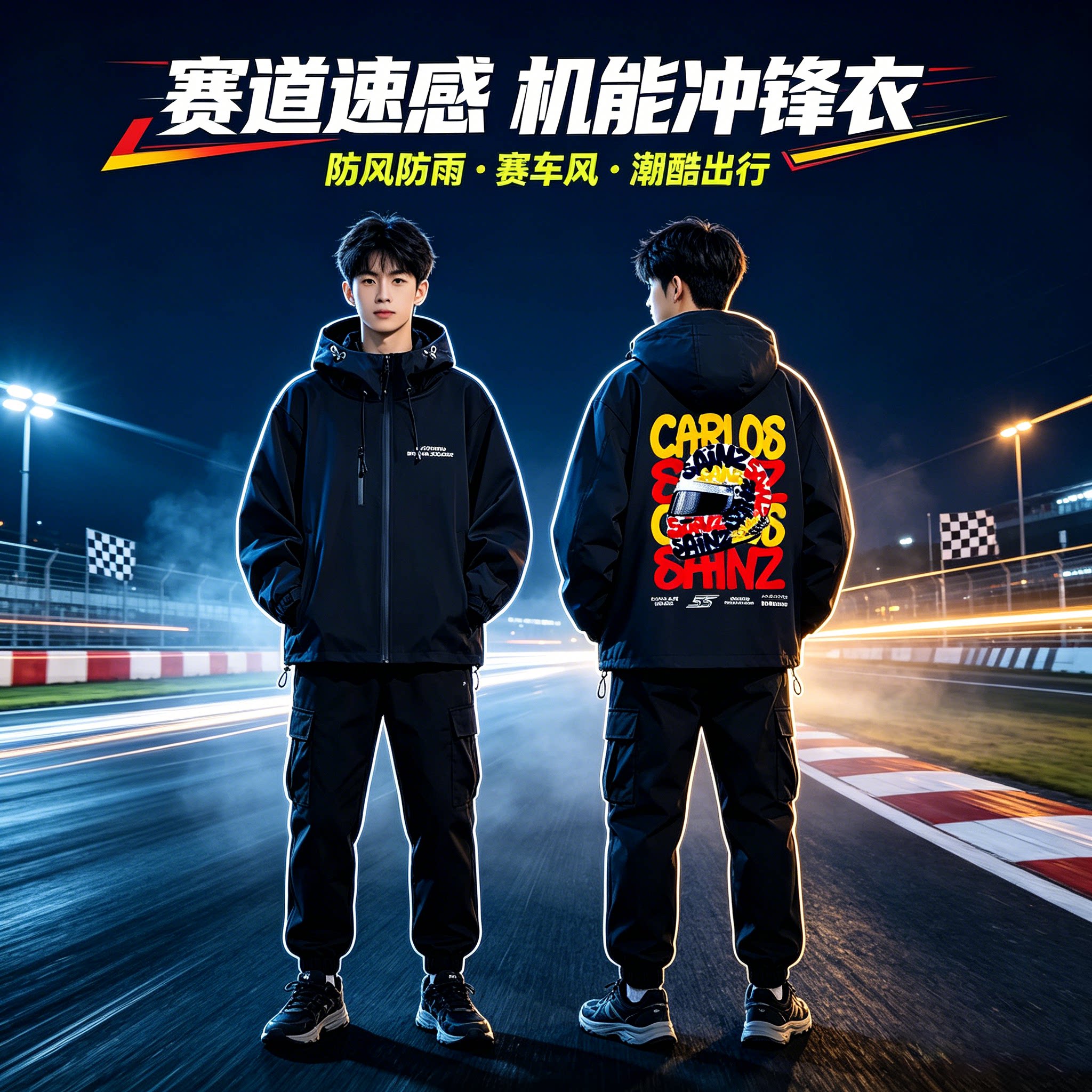 连帽秋冬新款宽松防风冲锋衣