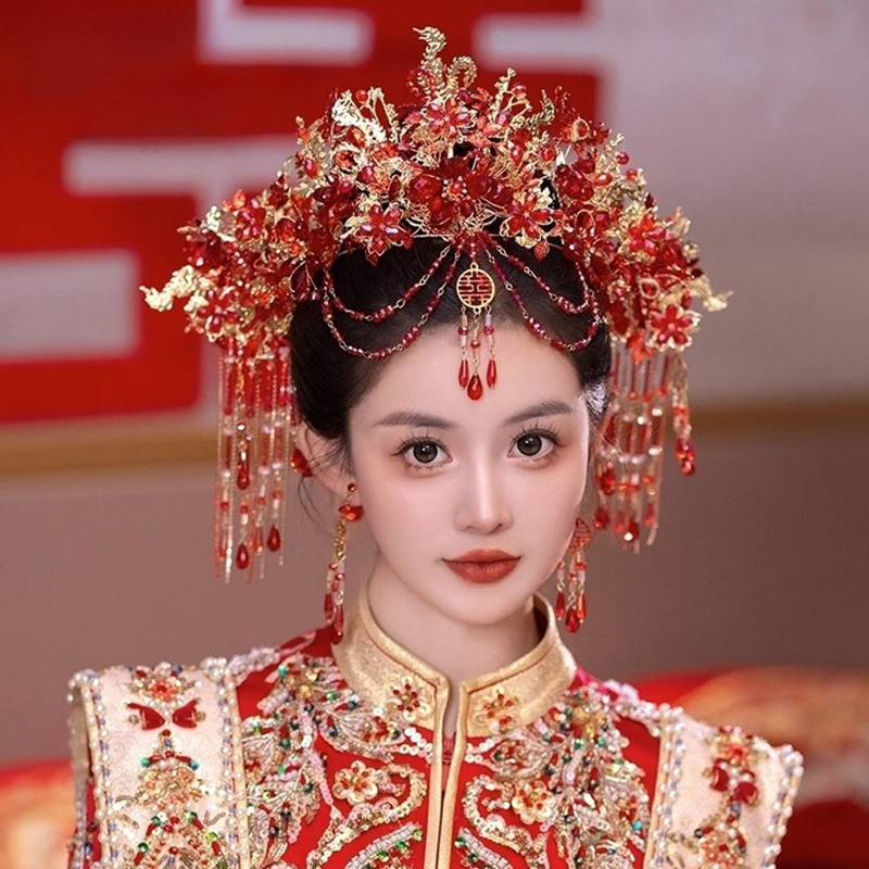 古风龙凤褂结婚传统古装婚礼发饰