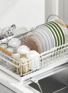 碗碟收纳层架304不锈钢可伸缩碗架厨房碗盘沥水架篮碗筷餐具置物