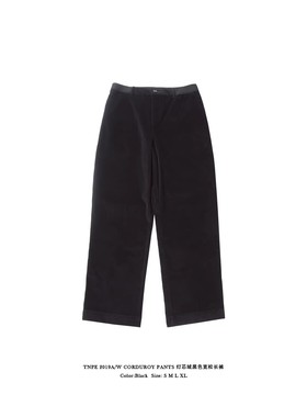 TNPE复古休闲原创秋季日系直筒灯芯绒男女情侣原创黑色宽松长裤