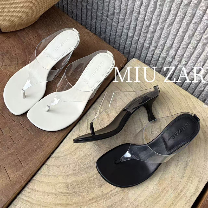 妙莎MIUZAR女鞋2026夏季新款胶片人字拖细跟高跟凉拖显白高跟鞋