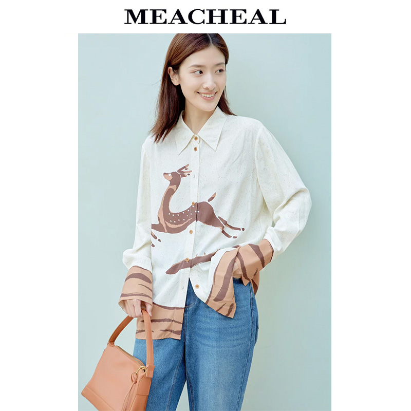 米茜尔时尚粘纤数码印花衬衫