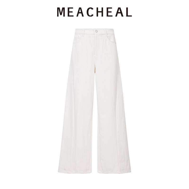 MEACHEAL2025冬季新款宽松直筒垂感休闲简约阔腿白色裤子,女装/女士精品,休闲裤,淘宝优惠券,粉丝福利购,淘宝优惠卷