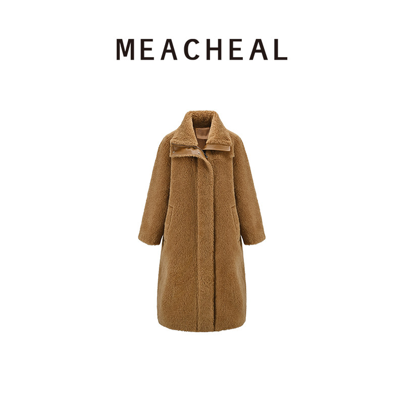 MEACHEAL米茜尔 冬季新款羊驼毛泰迪茶棕色呢子皮毛一体大衣外套,女装/女士精品,毛呢外套,淘宝优惠券,粉丝福利购,淘宝优惠卷