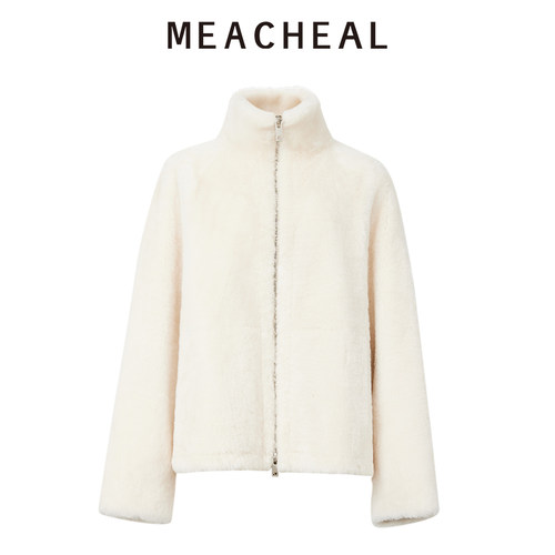 MEACHEAL2025冬季新款立领泰迪宽松大衣羊毛革皮草外套