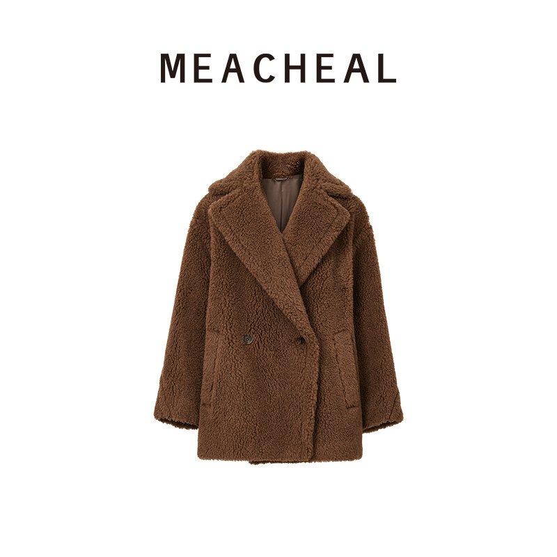 MEACHEAL米茜尔 2025冬季新款气质翻领时尚藤棕色泰迪大衣外套,女装/女士精品,毛呢外套,淘宝优惠券,粉丝福利购,淘宝优惠卷