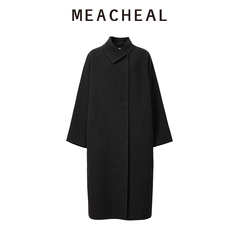 MEACHEAL米茜尔2025冬季新款纯绵羊毛薄暮灰大衣双面呢外套