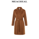 MEACHEAL米茜尔秋冬新款 丹麦棕时尚 休闲水波纹山羊绒双面大衣外套