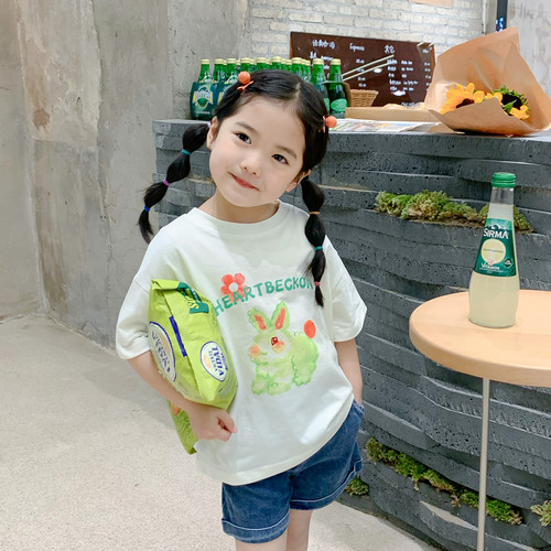女童夏季纯棉兔子短袖T恤