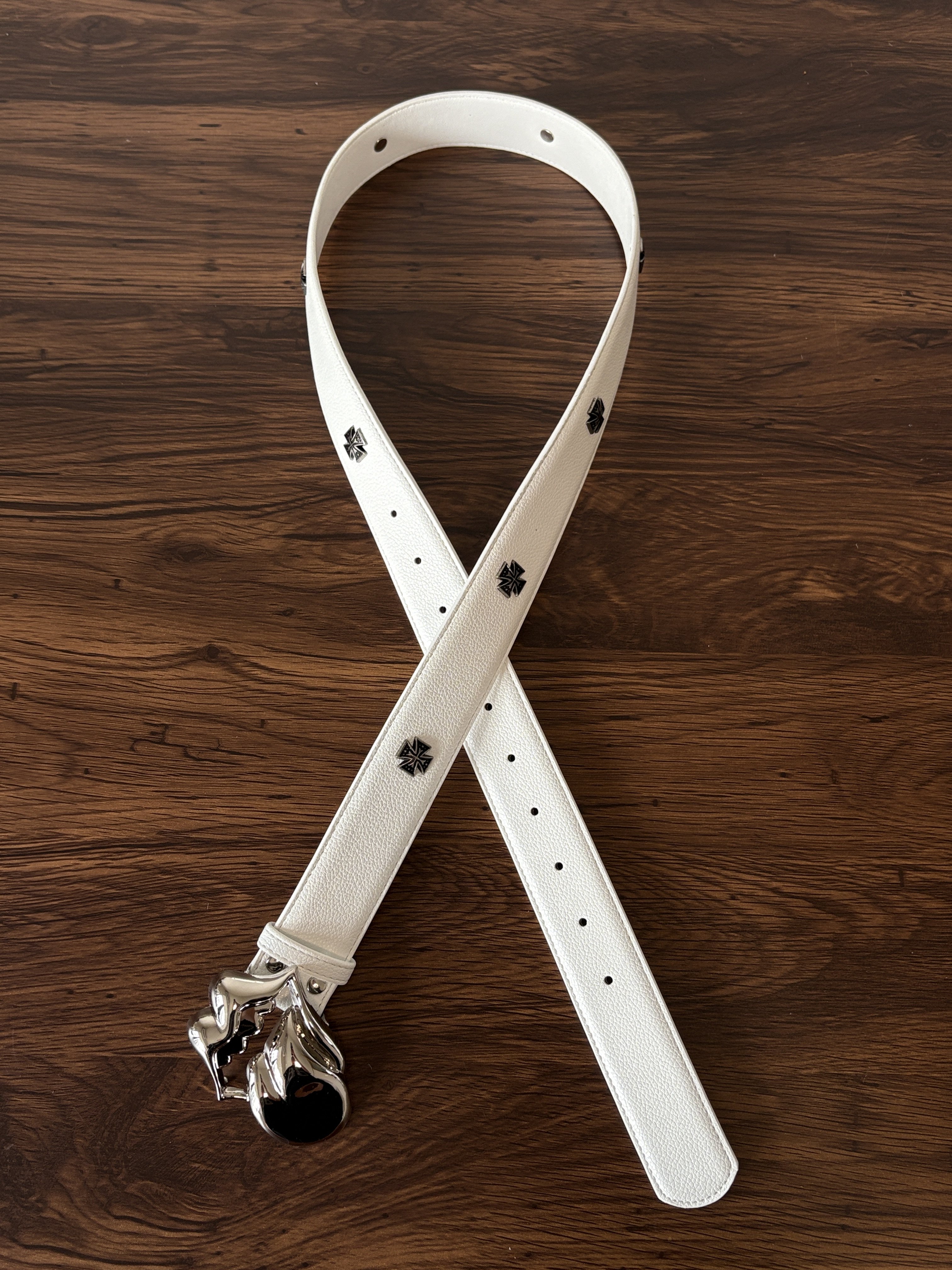 thumbnail for Vintage Cross Belt with Metal Details, Dark Metal Rock Punk Niche Belt for Men and Women