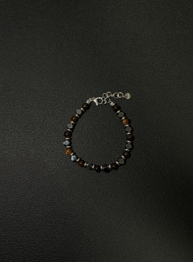 小心袖口 Vintage中古原创虎眼碎石叠戴串珠手链小众高级感配饰