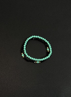 小心袖口 Vintage中古荧光石叠戴串珠手链小众简约手串男女配饰