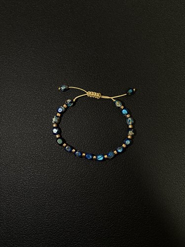 小心袖口 Vintage中古天然蓝皇帝石波西米亚编织手链复古百搭手串