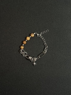 小心袖口 Vintage中古星芒石珠拼接手链简约可调节小众男女配饰