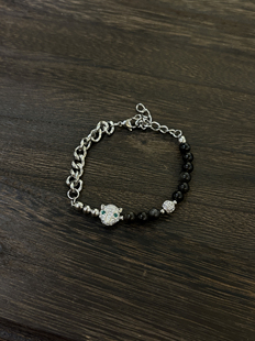 小心袖口 中古Vintage天然石珠钛钢手链转运珠男女小众简约配饰