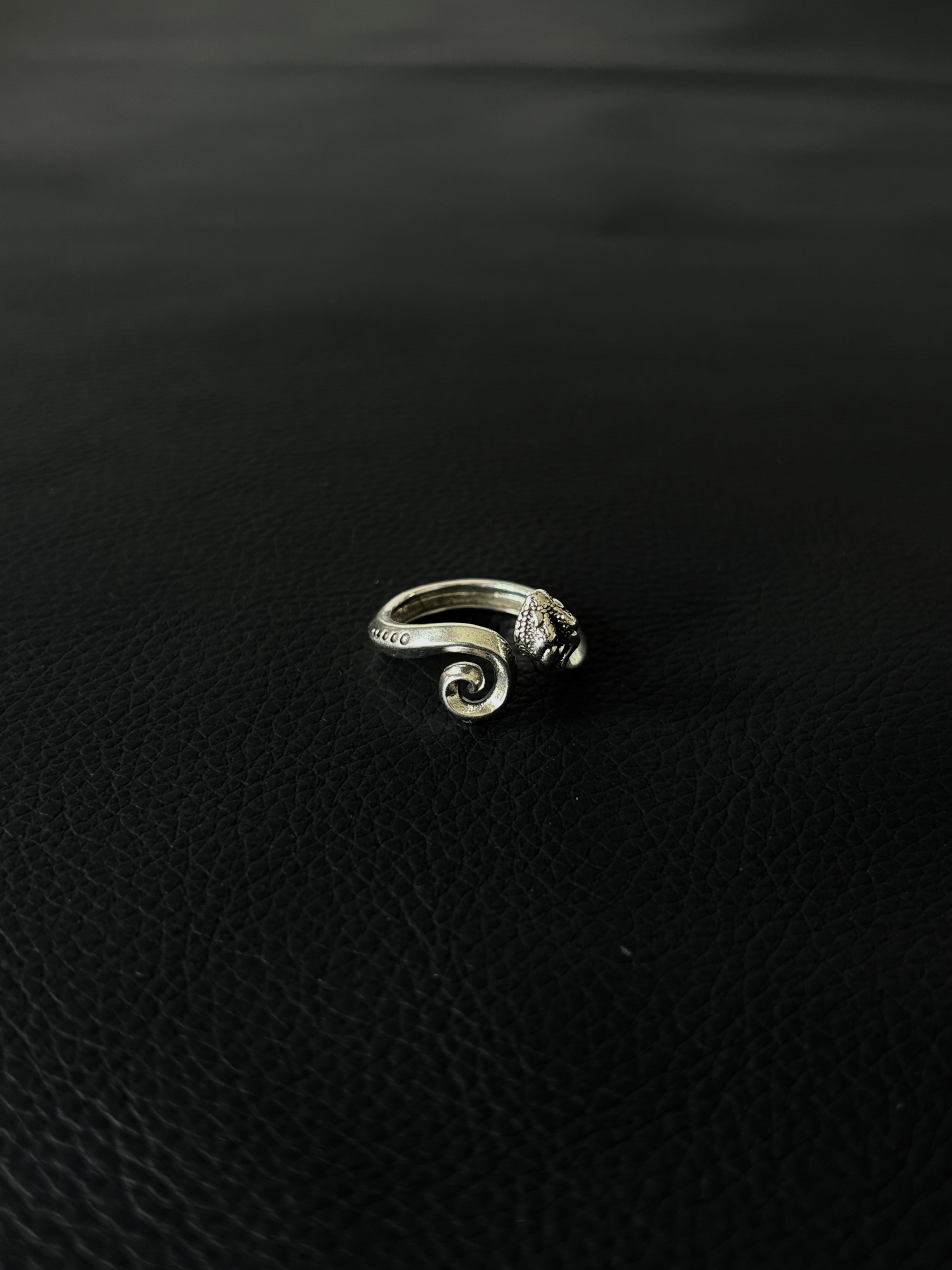 小心袖口 Vintage灵蛇中古戒指复古金属朋克小众男女开口指环配饰