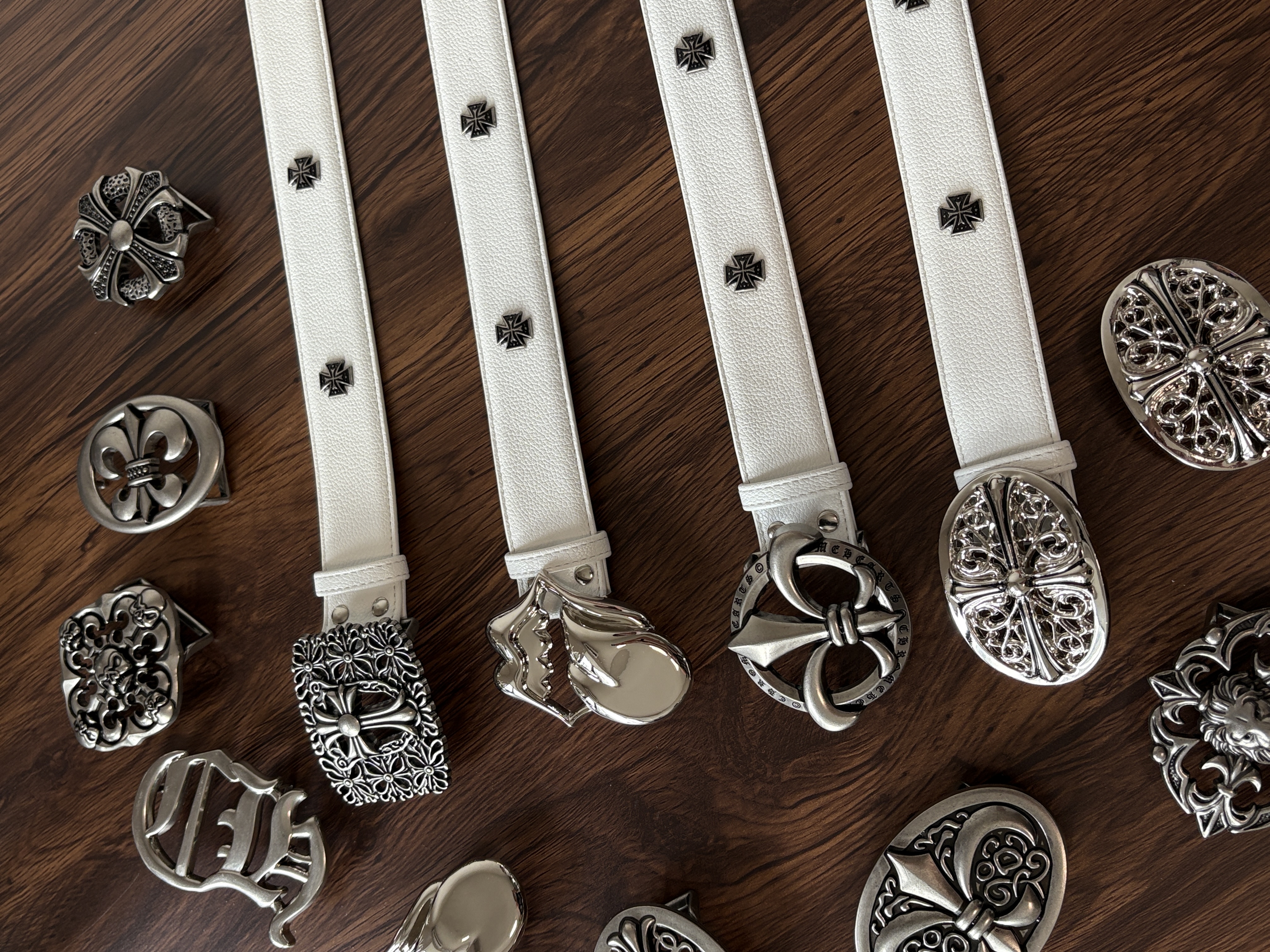 小心袖口 Vintage中古十字架皮带暗黑金属摇滚朋克小众男女皮带