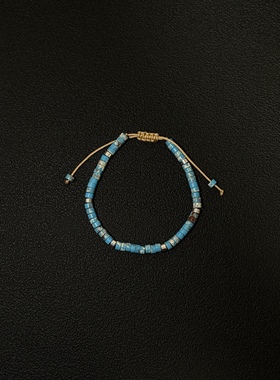 小心袖口 Vintage中古原创设计蓝皇帝石手链小众高级感百搭串珠