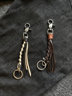 小心袖 cleanfit腰间挂件小众牛皮编织手工配饰重工钥匙扣配件 口