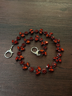 链中古复古百搭穿搭配饰 Vintage小众设计鸽血水钻手工裤 小心袖 口