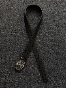 小心袖 Vintage中古意大利手工缝制十字架腰带复古百搭皮带配饰 口