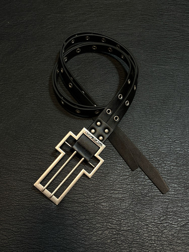 小心袖口 Opium原创中古双层分裂复古做旧十字架皮带原创小众腰带