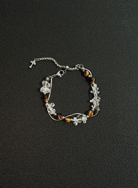 小心袖口 Vintage中古不规则串珠手链复古百搭虎眼石小众男女配饰