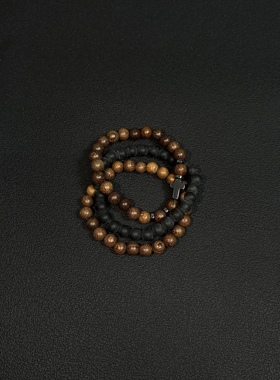 【拍一发三】小心袖口 vintage中古沉香木纹手串复古简约日常百搭