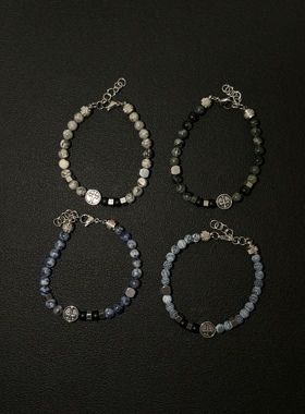 小心袖口 Vintage中古原创十字架叠戴做旧串珠手链男女小众手饰