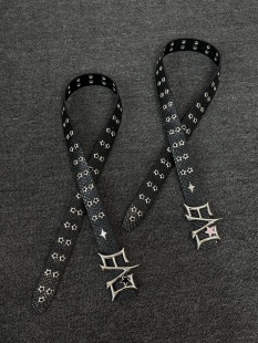 小心袖口 Vintage中古金属铆钉朋克星星皮带小众风重工复古风腰带