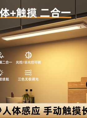 LED橱柜灯带充电衣柜灯条无线免布线酒柜鞋柜玄关过道人体感应灯