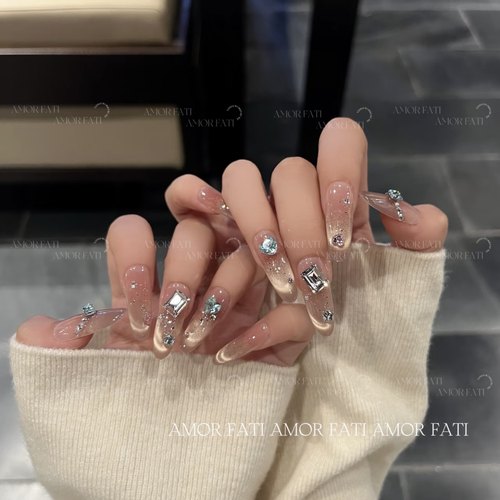 【碎钻星河】手工穿戴甲温柔猫眼高级感轻奢千金爆闪气质美甲贴片