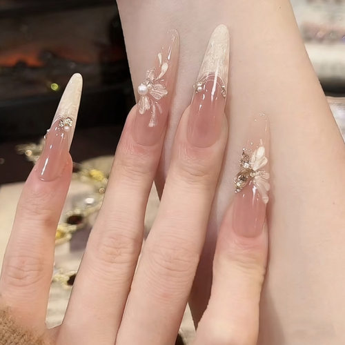 【金玉满堂】纯手工穿戴甲螺纹法式猫眼高级感蝴蝶手绘雕花氛围感