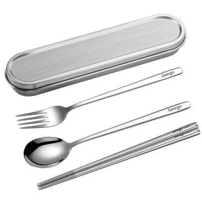 316不锈钢餐具304收纳空盒子筷子勺子套装学生上班族单人便携外带