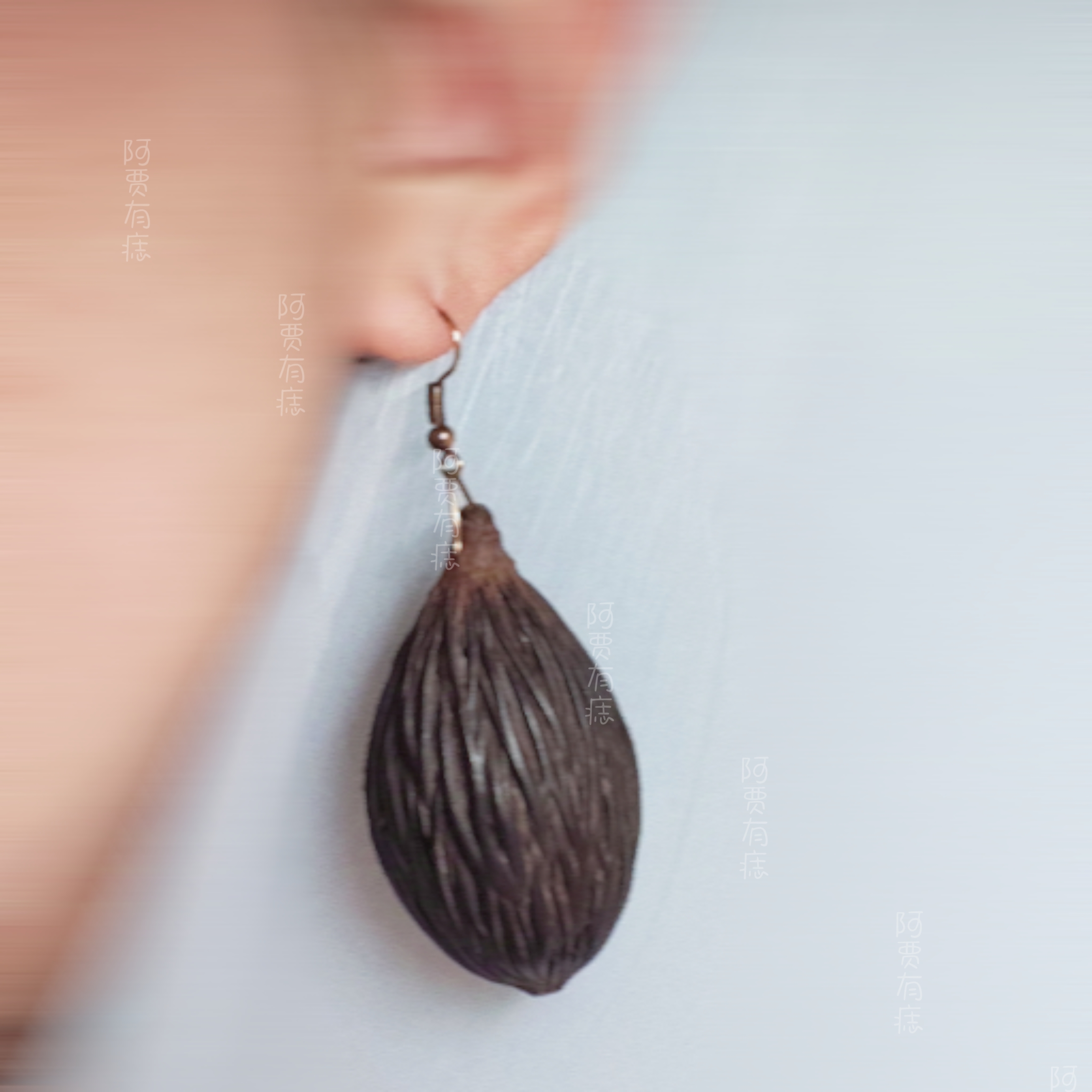 天然种子耳环千丝狐尾椰子手工小众质感耳环高级感文艺气质耳环