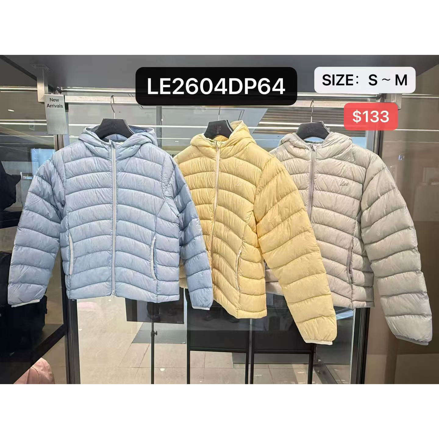 Lee专柜正品26秋冬款简约连帽鸭绒排骨羽绒服LE2604DP64